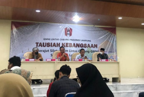 Mingrum Gumay Hadiri Tausiyah Kebangsaan Bersama GMNI Lampung