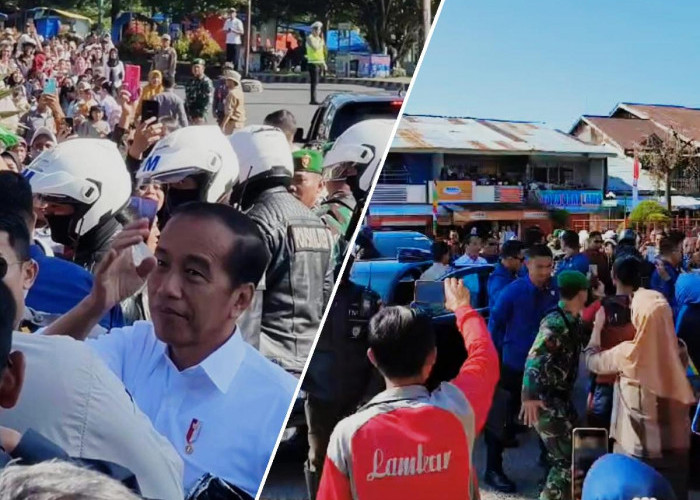 Ratusan Warga Tumpah Ruah Turun Ke Jalan Sambut Kedatangan Presiden Jokowi di Lampung Barat