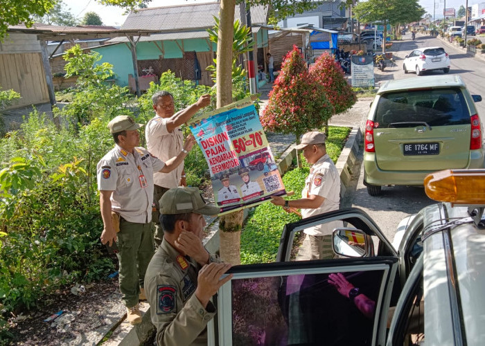 Satpol-PP Lampung Barat Bersihkan Banner di Jalur Hijau
