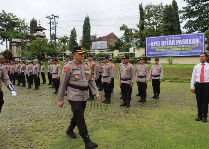 Polres Lampung Utara Gelar Apel Pasukan Operasi Keselamatan Krakatau Jelang Ramadhan