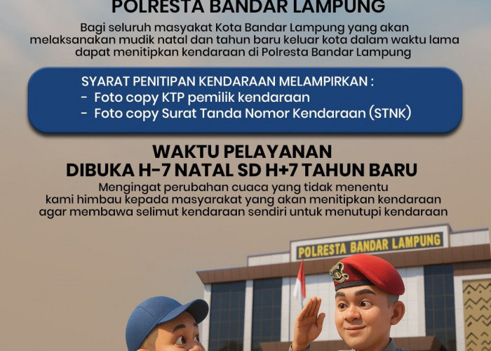 Mudik Nataru Aman, Polresta Bandar Lampung Sediakan Penitipan Kendaraan Gratis