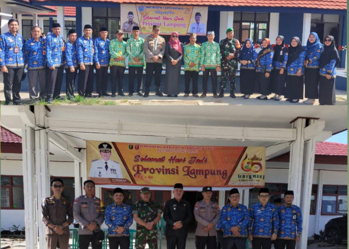 Para Unsur Pimpinan Kecamatan Ikut Gelar Upacara Peringatan Hari Jadi Provinsi Lampung ke-60 