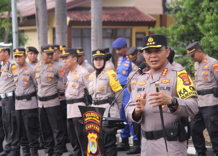 Polresta Bandar Lampung Gelar Apel Kesiapan Personil Pengaman TPS Pemilu 2024