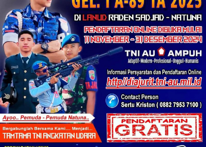 Pendaftaran Calon Bintara PK TNI AU 2025 Gelombang 1 Dibuka, Ini Syaratnya