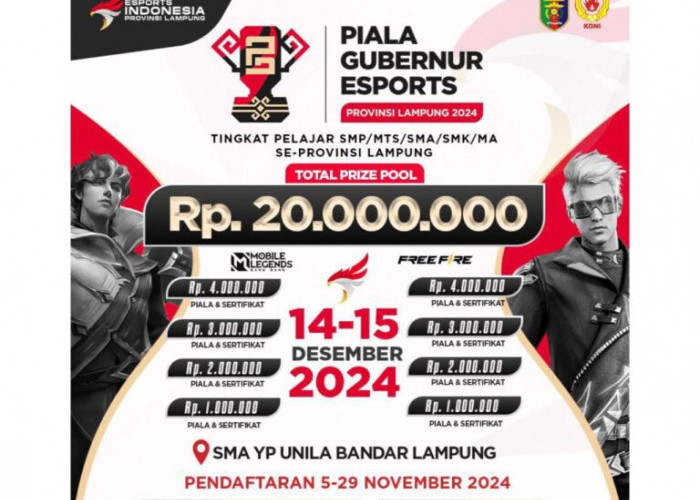 Turnamen E-sport Piala Gubernur Lampung 2024 Segera Dimulai, Daftarkan Tim Kamu Sekarang!