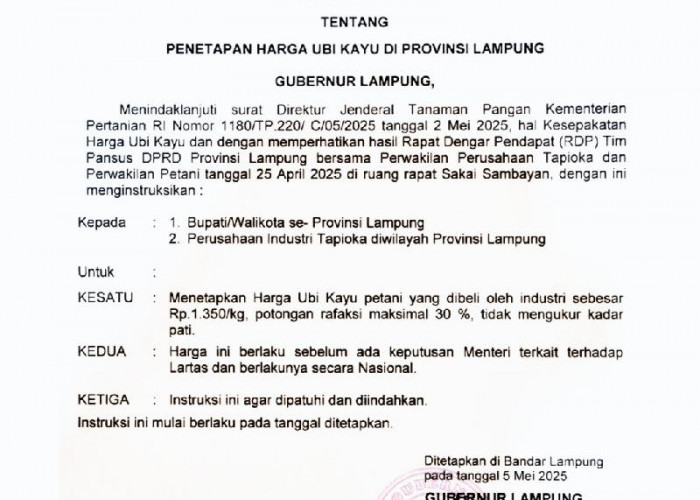 Instruksi Gubernur Soal Harga Singkong Sudah Diikuti Puluhan Pabrik, Berikut Rinciannya