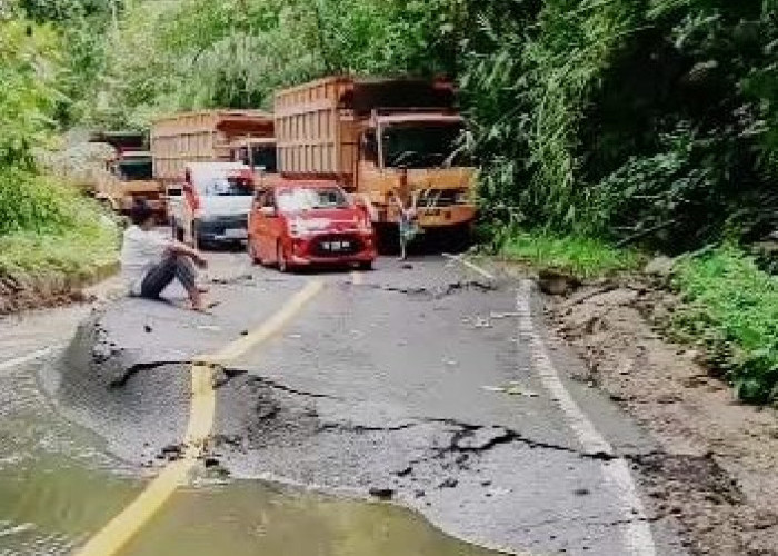 Aspal Badan Jalan Terangkat, Jalan Lintas Liwa Krui Terhambat