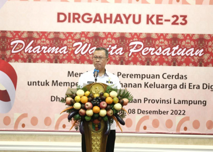 Sekdaprov Lampung Hadiri Peringatan HUT Ke-23 Dharma Wanita Persatuan   