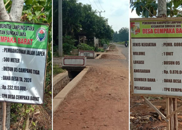 Proyek Fisik Dana Desa Cempaka Barat Selesai, Bangun Jalan Lapen Hingga Drainase