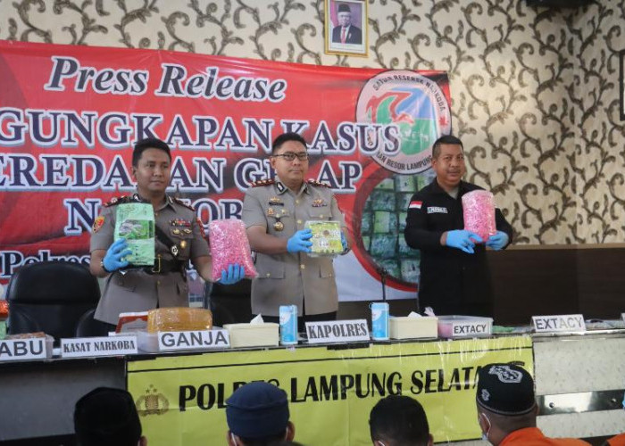 Puluhan Kilogram Sabu dan Ganja Berhasil Digagalkan Polres Lampung Selatan 
