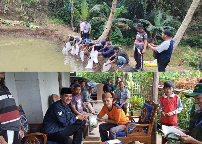 Dongkrak Ekonomi dan Akhlak Warga, Peratin Karangagung Salurkan Bibit Ikan dan Al-Qur'an