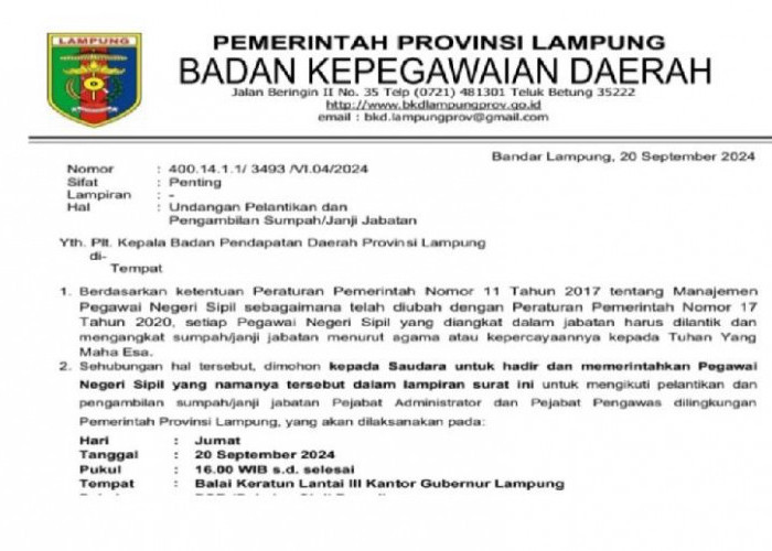 Evaluasi Kemendagri, Pj Gubernur Lampung Samsudin Lakukan Perombakan Pejabat Struktural Bapenda