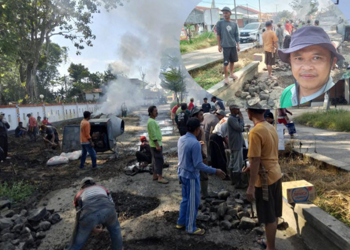 Tak Kunjung Dibangun, Puluhan Warga dan Aparat Pekon Tanjung Raya Perbaiki Jalan Secara Swadaya