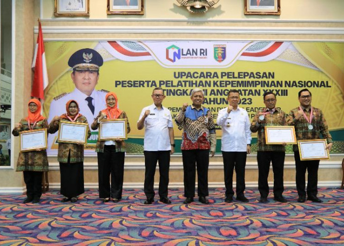 Sekdaprov Lampung Hadiri Penutupan Pelatihan Kepemimpinan Nasional Tingkat II Angkatan XXXIII Tahun 2023