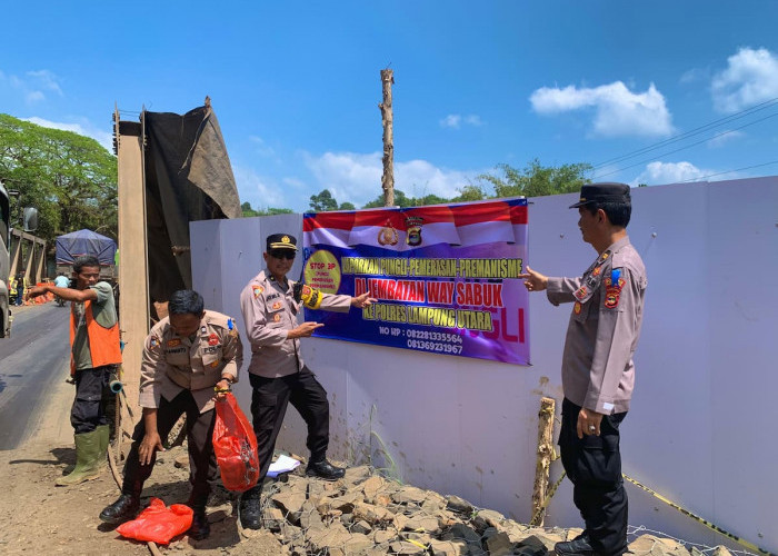 Cegah Pungli di Jalinsum, Polres Lampung Utara Pasang Tiga Banner Himbauan