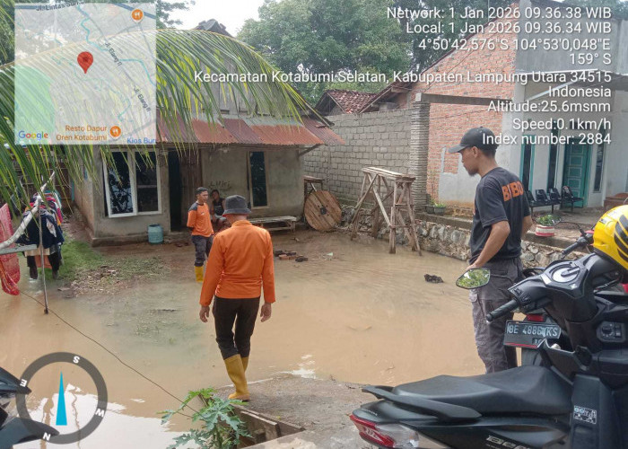 BPBD Lampung Utara Pantau Sejumlah Titik Rawan Banjir di Kotabumi Selatan