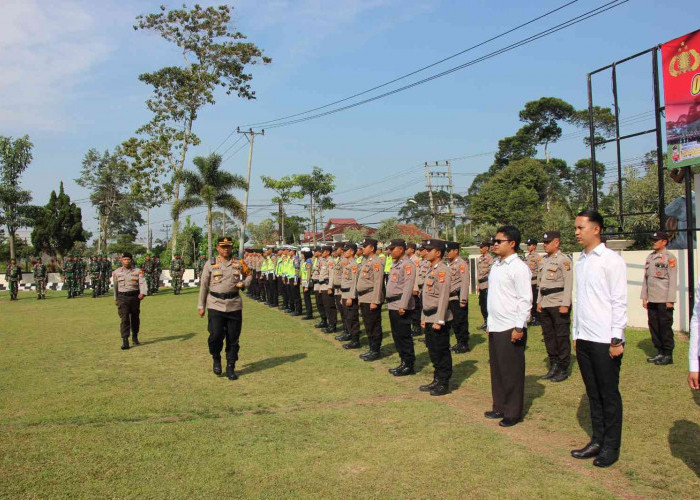 Hadapi Pemilu, Polres Lampung Barat Apel Gelar Pasukan Operasi Mantap Brata