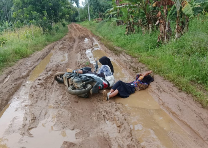 Potret Pelajar Jadi Korban Jalan Berlumpur di Ngambur