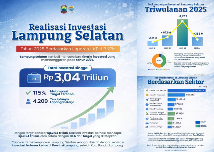 Over Target 115 Persen! Investasi Lampung Selatan 2025 Capai Rp3,04 Triliun
