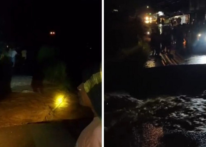 Diguyur Hujan Deras, Jalan Poros Gedungsurian Putus Akibat Gorong-Gorong Ambruk