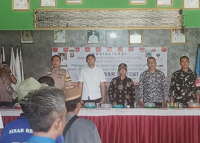 Bersama TNI dan Polri Pemdes Sinar Rezeki Sosialisasi Bahaya Narkoba 