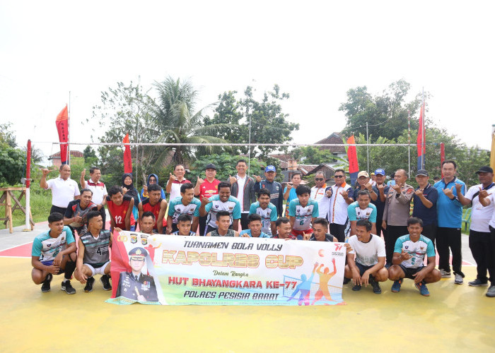 Meriahkan HUT Bhayangkara ke-77, Polres Pesisir Barat Gelar Turnamen Bola Voli