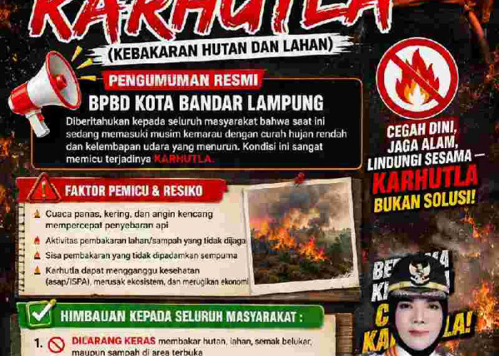 Musim Kemarau, BPBD Bandar Lampung Ingatkan Warga Tak Sembarangan Bakar Lahan 
