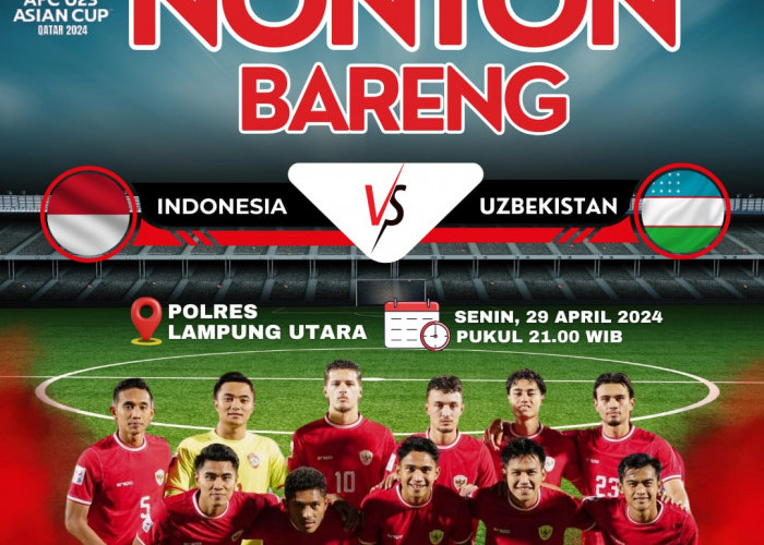Polres Lampung Utara Gelar Nobar Semifinal Piala Asia U23 Indonesia vs Uzbekistan 