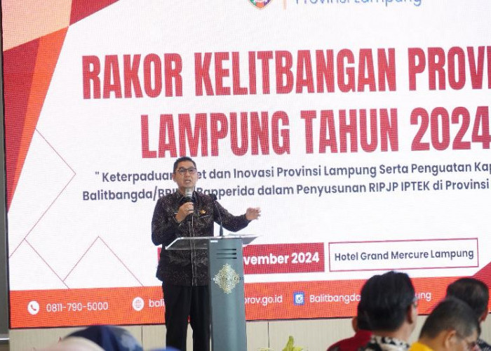 Pj Sekdaprov Lampung Buka Rakor Kelitbangan, Dorong Keterpaduan Riset dan Inovasi Daerah