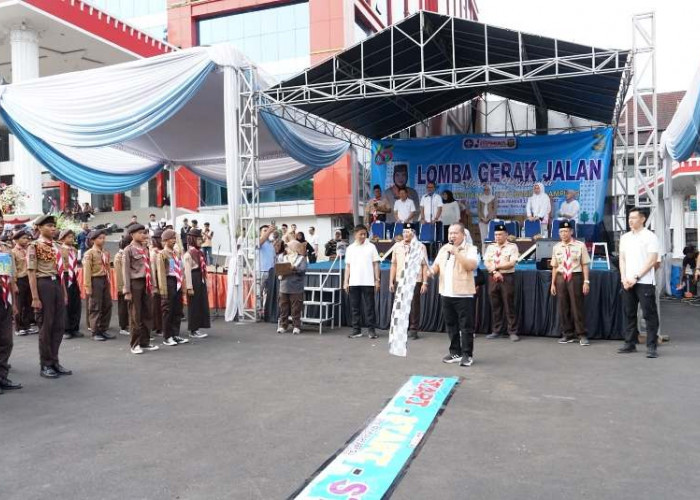 Ribuan Semangat Pramuka Warnai Lomba Gerak Jalan Beregu Bandar Lampung