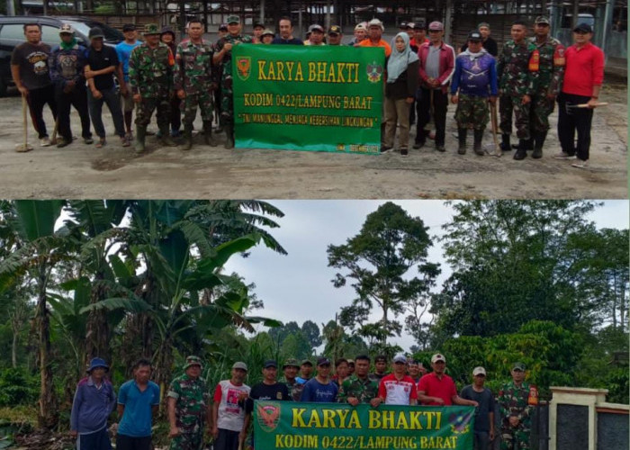 Personil TNI Kodim 0422/LB Komandoi Karya Bakti Gotong Royong di Pekon Balak - Kejadian