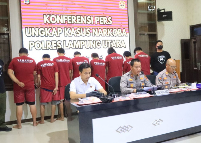 Polres Lampung Utara Ungkap 5 Kasus Narkoba, 8 Tersangka Diamankan