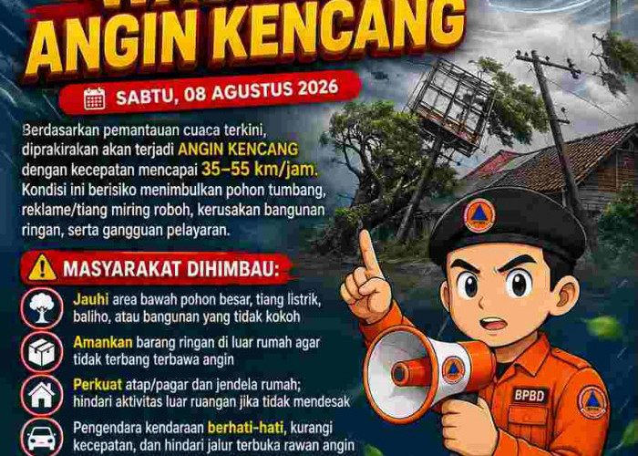 Warga Bandar Lampung Diminta Waspada, Angin Kencang Capai 55 Km/Jam