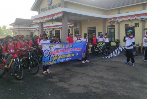 Peringati Hari Bhayangkara, Polres Pesawaran Gelar Fun Bike