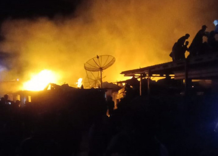 Dua Unit Damkar dan Ratusan Warga Berjibaku Padamkan Kobaran Api