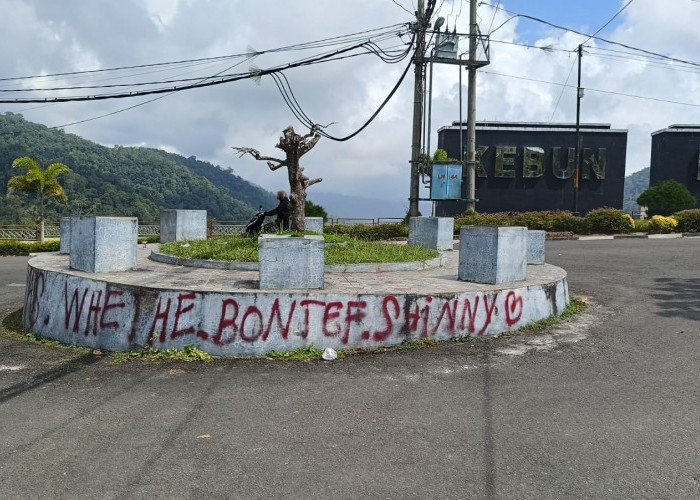 Rusak Pemandangan, Aksi Vandalisme Terjadi di Bundaran Depan Rumdis Bupati Lambar 