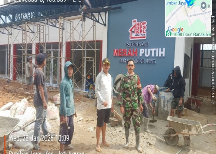 Kejar Target Launching, Babinsa Desa Sumberjaya Kawal Pembangunan Kopdes 
