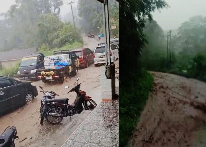 Semakin Buruk, Jalan Liwa-OKU Selatan Berubah Jadi Sungai Saat Hujan