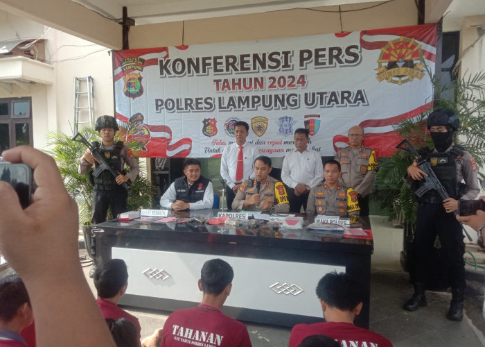 Operasi Sikat Krakatau 2024, Polres Lampung Utara Ungkap 54 Kasus Kejahatan dan Amankan 57 Tersangka