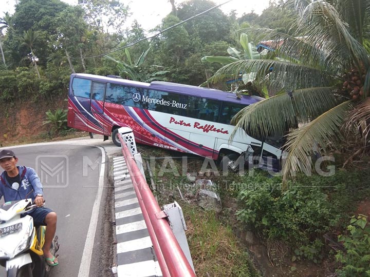 Diduga Hilang Kendali, Bus Rafflesia Nyaris Terjun ke Jurang