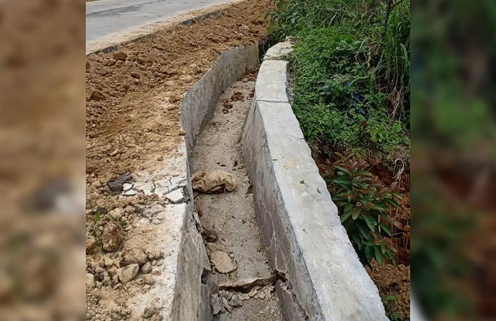 Baru Dibangun, Drainase di Ruas Jalan Pampangan-Giham Mulai Rusak