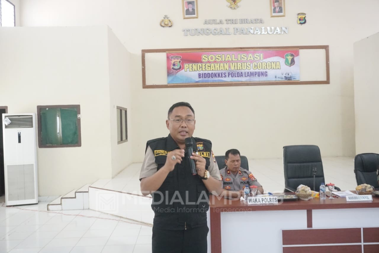 Bidokes Polda Lampung Sosialisasi Pencegahan Virus Corona di Polres Lampung Timur