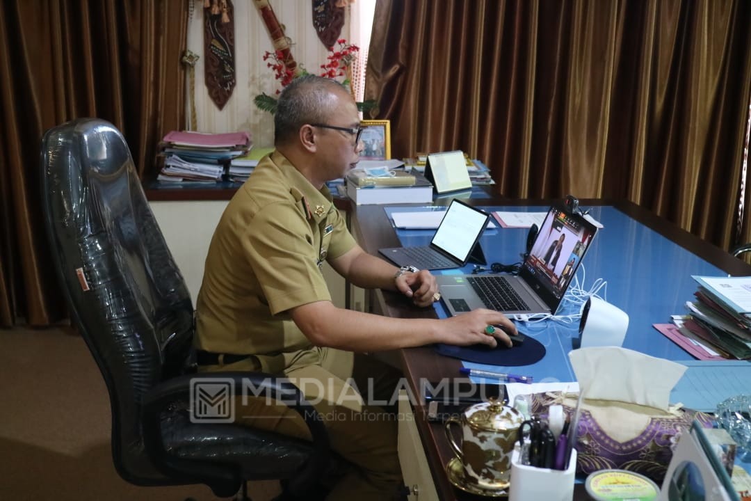 Terkait Covid 19, Sekkab Vicon Dengan Kepala OPD Tanggamus