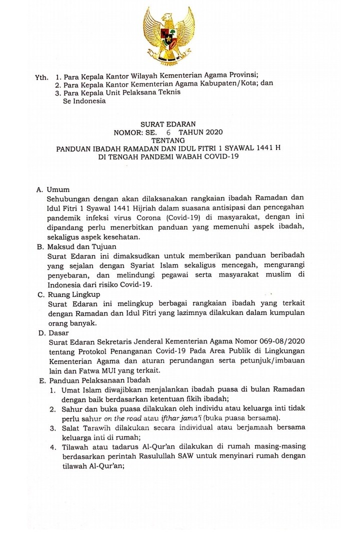 Covid-19 Mewabah, Menteri Agama Keluarkan Panduan Ibadah Ramadhan dan Idul Fitri