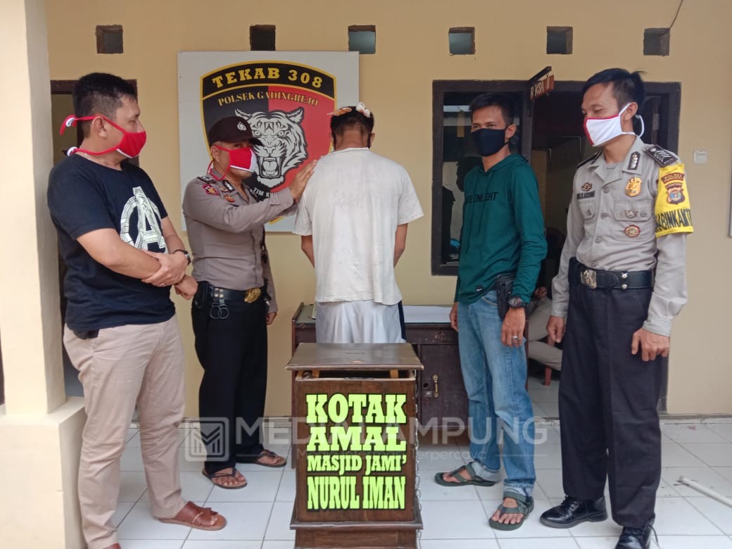 Sempat Diamuk Massa, Pencuri Kotak Amal Diamankan Polisi
