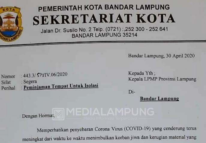 Pemkot Bandarlampung Ajukan Pinjaman Gedung Untuk Isolasi Tim Medis dan Pasien