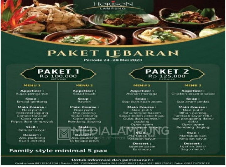 Hotel Horison Lampung Tawarkan Paket Lebaran Special Rate Kamar-Family Set Menu