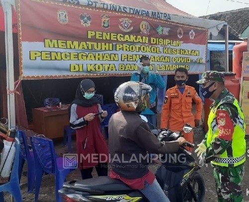 Kodim-Tim Gugus Tugas Bandarlampung Terus Tertibkan Masyarakat Patuhi Protokol Kesehatan