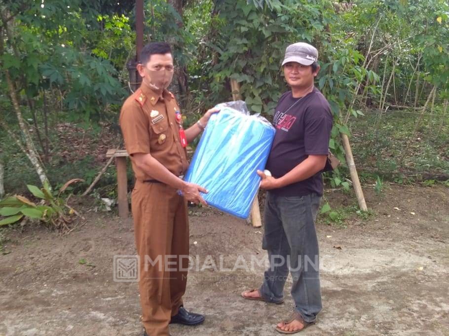 Disbunnak Lambar Bagikan Bantuan Terpal kepada Petani Kopi