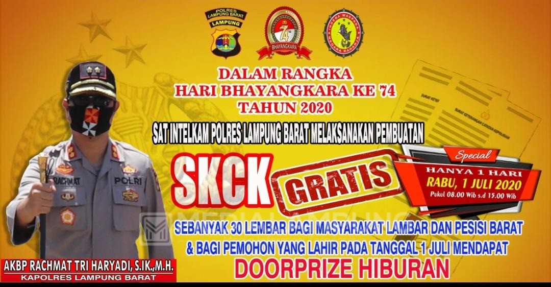 Anda Lahir 1 Juli? Yuk Bikin SKCK di Polres Lambar, GRATIS